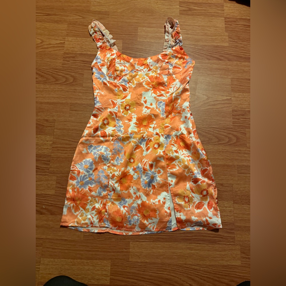 Floral Orange and Blue Dress